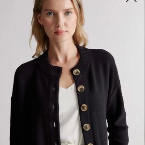 Quince Black Women's Cardigan with Button Detail
